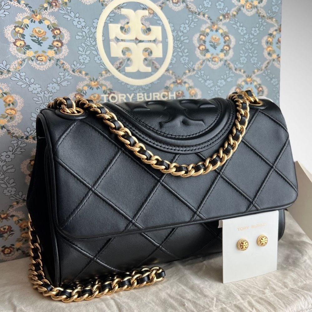 AUTH Tory Burch Black Fleming Soft Shoulder Bag
